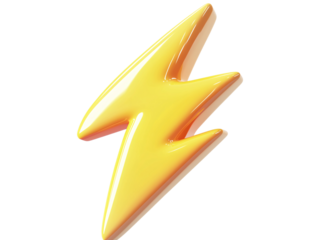 a yellow lightning bolt on a white background
