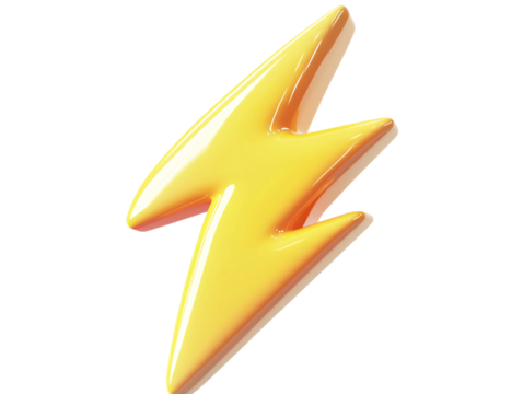 a yellow lightning bolt on a white background