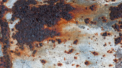 old iron sheet. Old cracked paint. Rusty metal surface. Rusty steel. vintage style. rusty iron. for background and text. close-up. oxidation, destruction.