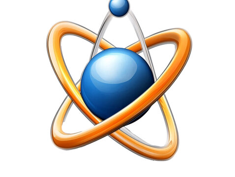 blue sphere orange orbits science concept