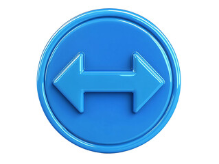 a blue circular object with two arrows