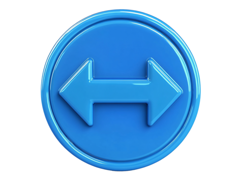 a blue circular object with two arrows