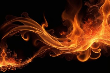 Fototapeta premium Abstract Flame Swirls on Black Background