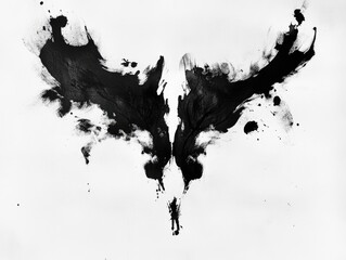 Ink Blot Test. Rorschach Psychology Abstract Test of Ink Blot in Black and White
