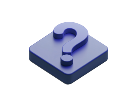 a blue question mark on a square