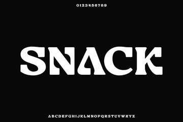 Unique bold decorative snack alphabet display font vector