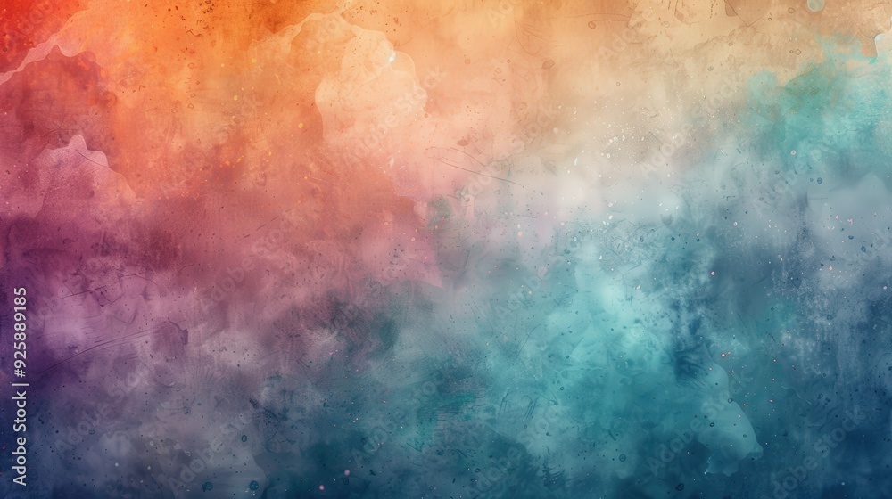 Wall mural create a digital paper with a watercolor effect. describe how the blending of colors and paper textu