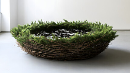 Oval made of artificial pine branches