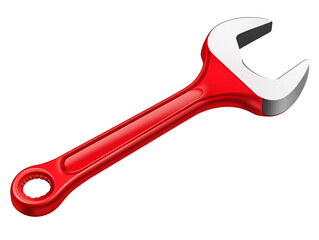 a red and silver wrench