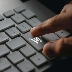 finger close to press a cart button