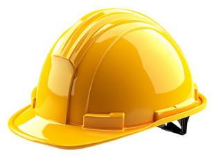 a yellow hard hat on a white background