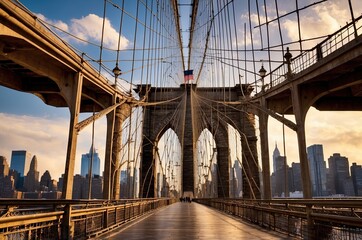 Fototapeta premium architecture of metropolis city. brooklyn bridge. new york city architecture.