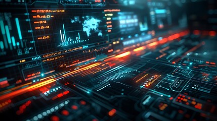 A wide-angle view of a digital stock market chart, highlighting the significant milestones and spikes in stock growth over ten years, modern and sleek design, dynamic and energetic atmosphere,