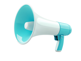 a blue and white megaphone