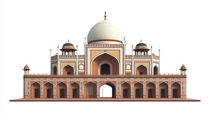 Realistic Humayun's Tomb Isolated in CGI - 4x Perspective