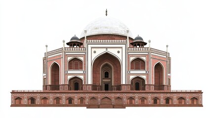 Isolated Realistic Humayun's Tomb in CGI, 4x Resolution