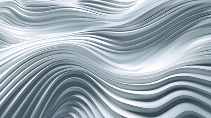 Fototapeta premium Digital illustration of a sophisticated background with flowing white and gray stripes in a wavy pattern, producing an elegant and luminous 3D appearance.
