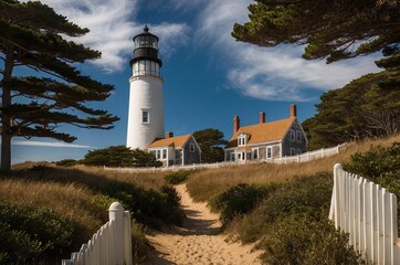 Highland Lighthouse, oldest and tallest on Cape Cod, built in 1797, North Truro, Massachusetts, USA.
