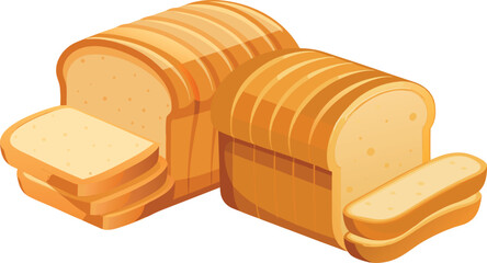 White bread loaf being sliced with slices isolated on white background