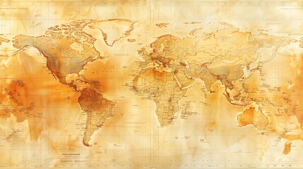 Fototapeta premium A panoramic graph showing the rise in global temperatures from 1900 to 1920, detailed data points, warm colors representing the increasing heat, a vintage world map in the background, hd quality,