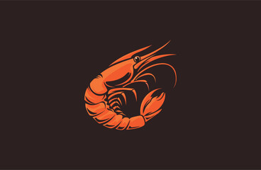 Shrimp logo style icon design template vector illustration