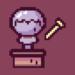 Fototapeta premium Pixel art illustration showcasing a vibrant and detailed office and school supplies scene. This digital artwork features a variety of pixelated items such as notebooks, pencils, erasers, rulers