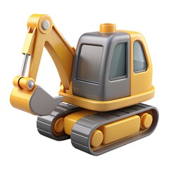 Excavator 3D render icon isolated on white background