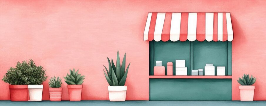 Marketplace interface, seamless user navigation, vibrant product display, Watercolor style