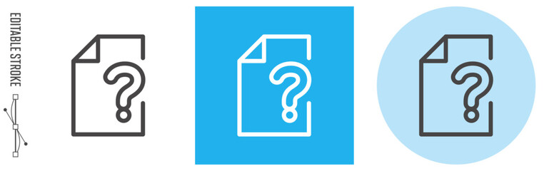 不明の書類、資料、文書などのドキュメント｜ライン・アイコン　[線の編集可能]