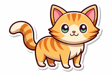 A cute cat sticker vector illustration on a white background