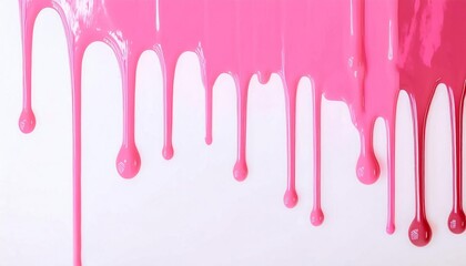 ピンク色 ピンク ペンキ 滴 下塗り 壁 白い背景 アート デザイン 流れる 動き テクスチャー コントラスト 色彩 鮮やかな 液体 インテリア装飾 クリエイティブ 写真撮影 パターン