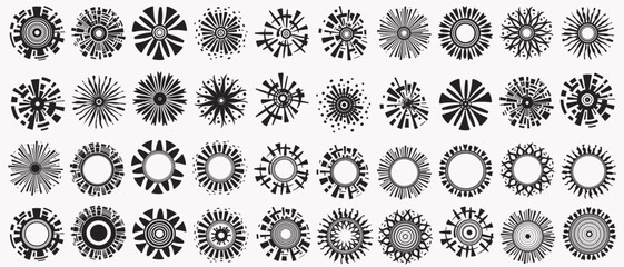 A set of decorative elements for design in black and white. Vector