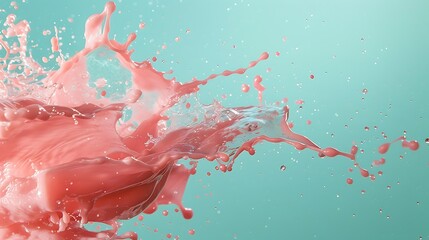 Rose pink splash on a turquoise background. Soft and vivid.