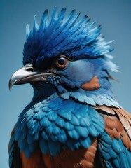 Fototapeta premium A blue bird with feathers