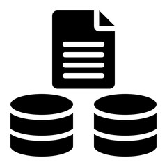 database, data storage, big data, file storage, database storage, database management glyph or solid icon