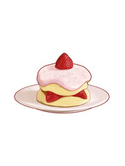 Strawberry pancakes, dessert cake ilustration