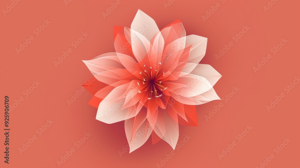 Poster create an abstract flower icon using a series of overlapping geometric shapes.