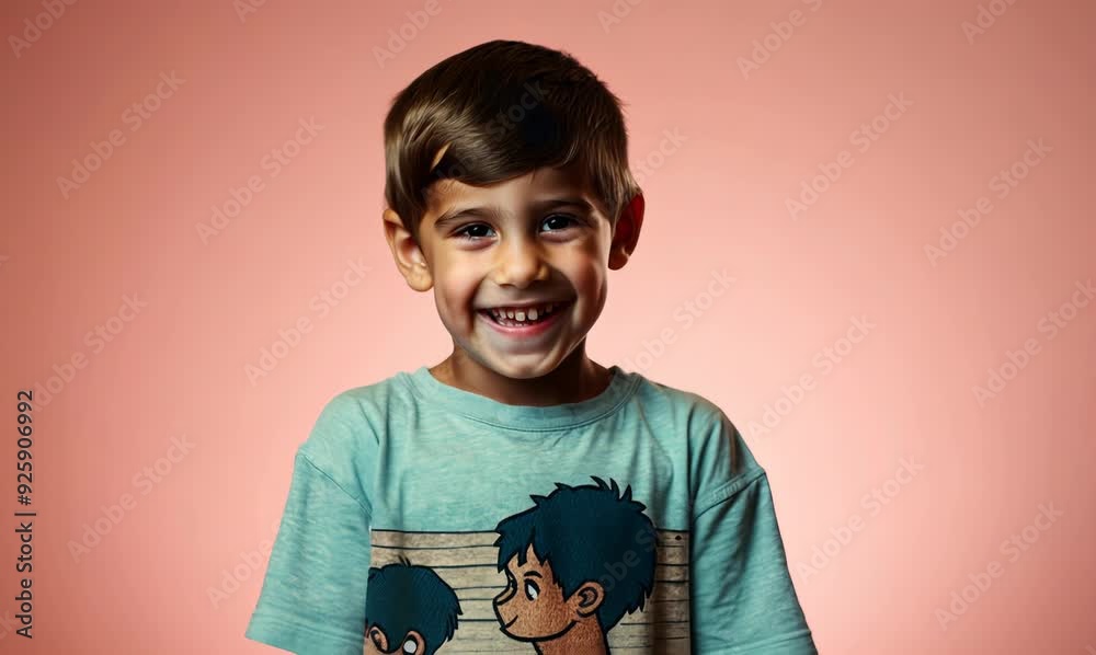 Canvas Prints portrait of a smiling little boy on a pink background in studio