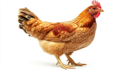 Fototapeta premium brown chicken hen on isolated white background