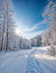 Obraz premium Winter background of snow and frost with free space for your decoration.
