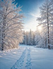 Obraz premium Winter background of snow and frost with free space for your decoration.