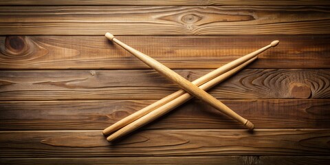Crossed drumsticks on a wooden table , music, percussion, instrument, drumming, sticks, rhythm, performance, band, wooden