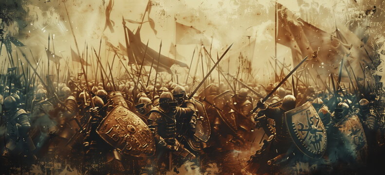 If a photo existed of medieval battles type of photo. AI-generated image. Hand edited.