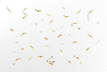 Confetti explosion on a transparent background. Shiny shiny golden paper pieces fly and spread around. vector illustration.vector.simple design.eps 10