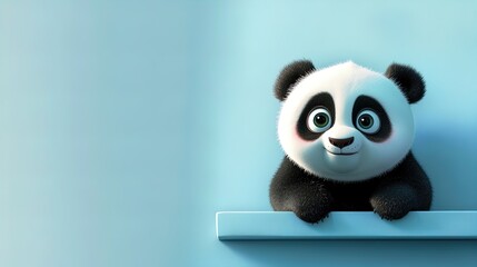Adorable Chubby Panda Cub with Inquisitive Eyes: Perfect Poster for a Playful Sports Room or Kids' Corner!