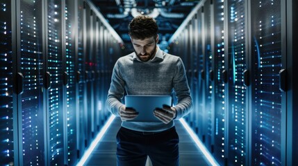 The technician in data center