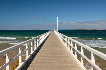 Obraz premium The pier was built in the 1890s to assist in the retrieval of people from ships wrecked coming through The Rip - Point Lonsdale, Victoria, Australia