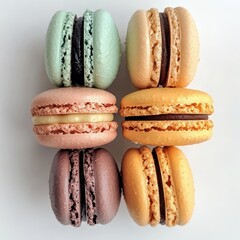 Close up of macarons on an isolated white background