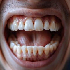 He has a beautiful white tooth