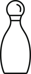 Simple line drawing of a bowling pin standing upright, symbolizing the popular recreational and competitive sport of bowling